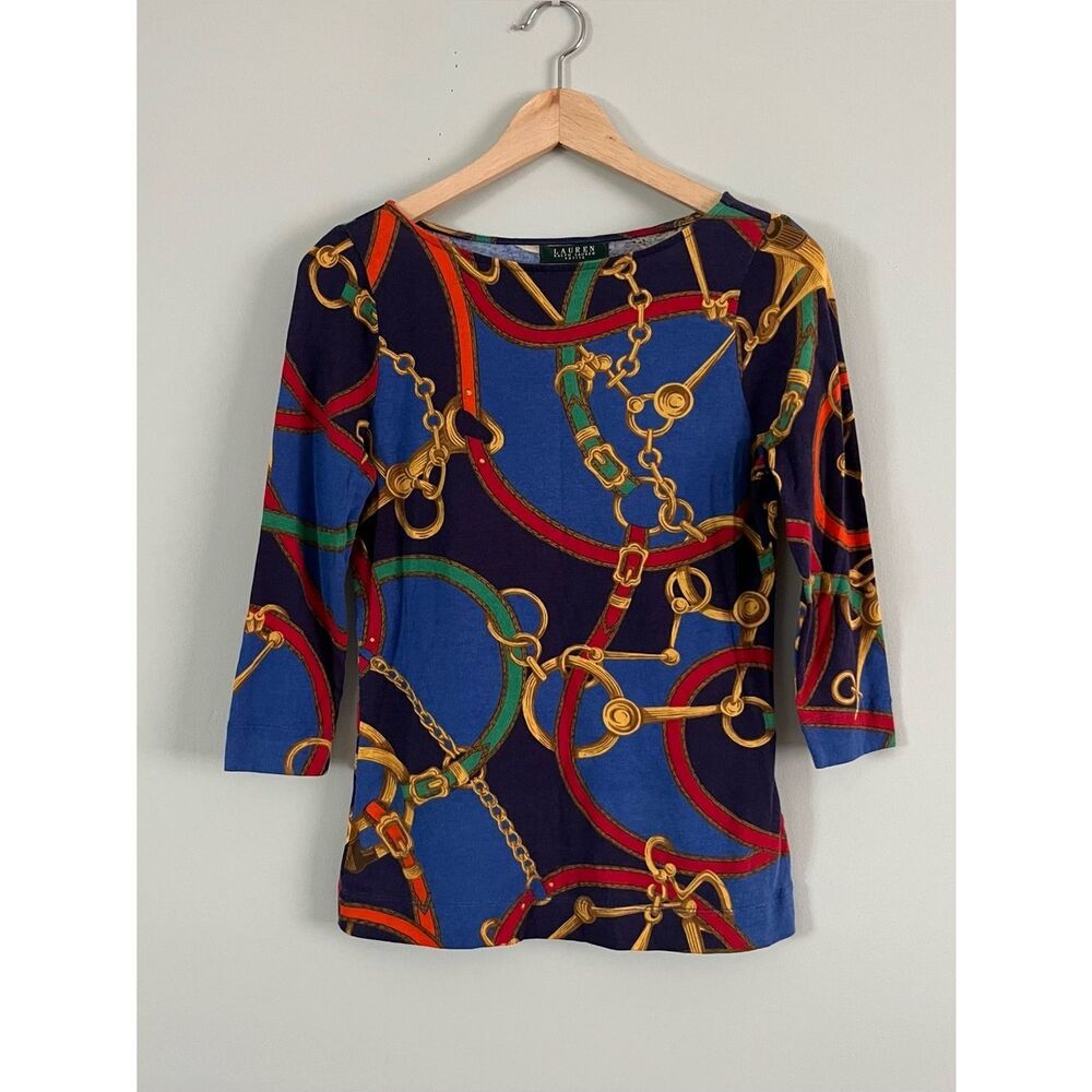 Vintage Lauren Ralph Lauren Equestrian Print Top